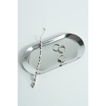 Dekoratif Gümüş Küçük Oval Takı Organizeri Ve Sunum Tepsisi Gümüş - 709298980