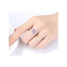 Novahub Kadın Yüzük S925 Gümüş Yüzük Brezilya Morganit Bayan Gümüş Takı Pembe - 9 Pembe