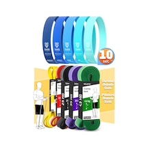 10lu Tera Set 5+15+25+35+45 Kg + 5li Pilates Direnç Bandı Barfiks Lastiği Loop Band Mavi Ton Çok Renkli