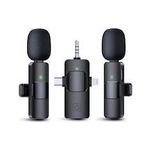 İphone Uyumlu Android İçin 3'ü 1 Arada Kablosuz Mikrofon Kablosuz Yaka