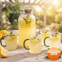 5 Parça Bardaklı Sürahi Seti Cam 1800 Ml