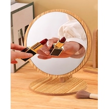 Gaman Yuvarlak Masaüstü Ahşap Makyaj Aynası