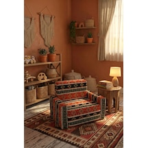 Çocuk Koltuğu Komple Sünger Katlanabilir Yataklı Minder Yatak 0-4 Yaş Siyah Kilim Desen Standart
