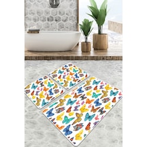 Butterfly Valley Banyo Halısı Djt 3 Lü Set Çok Renkli