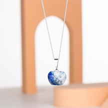 Lapis Lazuli Elma Temalı Doğal Taş Kolye Renkli