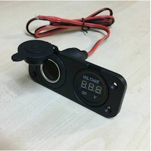 12 Volt Araç Voltaj Ölçer + Dişi Çakmak Soket Montalı Vidalı Tip N11.100