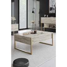 Luxe Gold Demir Ayaklı Traverten Orta Sehpa Traverten - Gold