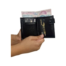 Premium Serisi Özel Üretim Lüks Deri Dikey Patlı Erkek Cüzdanı Siyah
