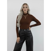 Hashtag Balıkçı Yaka Uzun Kollu Body Viskon Kumaş Kahverengi Hashtag Balıkçı Yaka Uzun Kollu Body Viskon Kumaş Kahverengi