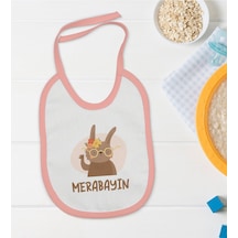 BK Kids Merabayın Tasarımlı Pembe Bebek Mama Önlüğü-1 Pembe