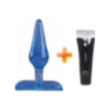 Hızlı Express Erotic Mini 7 Cm Vantuzlu Silikon Anal Plug Mavi + Shequ Kaydırıcı Jel