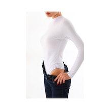 Penyebizden Kadın Viskon Boğazlı Çıtçıtlı Zıbın Body-beyaz