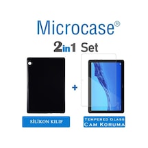 Huawei Uyumlu Mediapad T5 10.1 Inch Silikon Kılıf Siyah+Ekran Koruma-Seç
