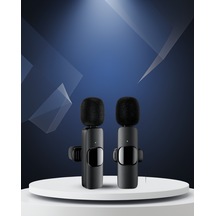 Kablosuz Yaka Mikrofon Seti Apple iPhone Uyumlu Çift Mikrofon