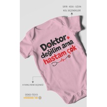 Morivokids Doktor Değilim Ama Hastam Çok Kısa Kollu Bebek Body %100 Pamuk Koyu Pembe