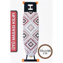 Asev Home Ütü Masası Kılıfı Keçeli İpli Stoperli Büyük Boy 55x140 Cm Mezopotamya Çok Renkli