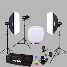 Godox E250 III W/S 3'lü Paraflaş Set + Çekim Çadırı 120x120 Cm