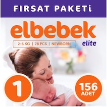 Elbebek Elite Yenidoğan Bebek Bezi 1 Numara Fırsat Paketi 156 Adet 2'li