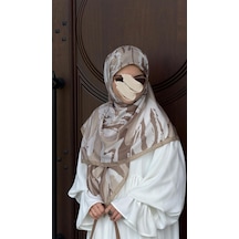 Qalortex Scarf Pamuklu Soft Âmine Desen Eşarp-vizon