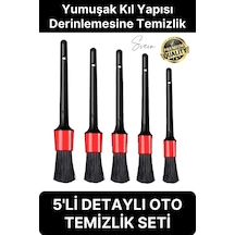 Premium 5 Parça Yumuşak Kıllı Temizleme Fırçası Detaylı Otomobil İç Araç Temizlik Seti Sökücü Bakım