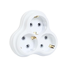 3lü Golyat Fiş, Üçlü Topraklı Priz Duvar Tipi Çoklayıcı Fiş, 16a 250 Volt, Max 3600 Watt Beyaz 0
