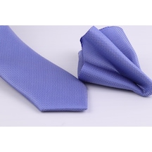Demfashion Özel Desenli Kravat Mendil Seti - Mavi (533064034) Mavi