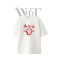 Thewert Kuru Kafa Ayna Tasarım Baskılı Ünisex Beyaz Oversize T-shirt