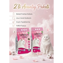 Catbravo Doğal Bentonite- Süper Topaklanan Bebek Pudrası Kokulu Kedi Kumu 10 Lt X 2 Adet