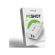 Jopus Lightning Type-C Micro Qualcom 3.0 18 Watt Yüksek Hızlı Şarj Başlığı JO-PD01 Pdshot Beyaz