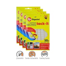 Hamur Yapıştırıcı Tack-it 50gr 4 Paket Fixpoint 65 Parça Macun Sakız Yapıştırıcı Takıt Çerçeve Afiş Duvar İz Bırakmaz