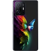 Xiaomi Mi 11 T-11 T Pro Uyumlu Gökkuşağı Kelebeği Baskılı Silikon Kılıf Renkli