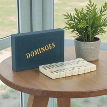 Lüks Deri Kutulu Premium Domino Seti 28 Parça Spinner Lı Çift 6 Taş 2-4 Oyuncu Yeni Yıl Hediyesi C