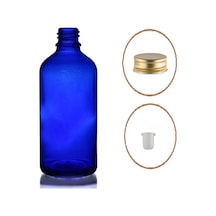 50ml Mavi Şişe, Sarı Metal Düz Kapaklı, 24 Adet, Cam Şişe, Esans Şişesi, Yağ Şişesi, Kozmetik Şişesi