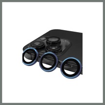 Bezos İphone 15 Pro Uyumlu Raze Metal Kamera Lens - Lacivert Mmbz