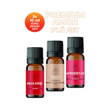 Premium Amor Esansiyel Uçucu Koku Yağı Buhurdanlık Yağı Difüzör Esansı 3'lü Set 3x10ml Karışık