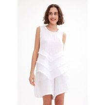 Pamuk Müslin Üçgen Bluz - Şık Ve Rahat Yaz Tasarımı Beyaz