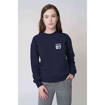 Bts Jungkook 97 Baskılı Indigo Mavi Kadın Sweatshirt