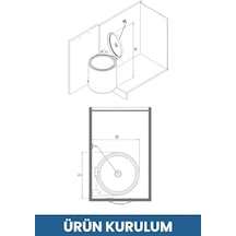 Banyo, Mutfak Dolap İçi 11 Litre Metal Çöp Kovası Krom, Tüm Dolaplara Uyumlu Tezgah Altı Çöp Kovası