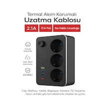 Elektrik Sigortalı Akım Korumalı 2-usb 1-pd Type-c 3'lü Priz 2 Me