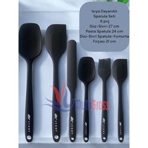 Tr 6'li Takım Yanmaz Yapışmaz Silikon Spatula Seti, Siyah Genel