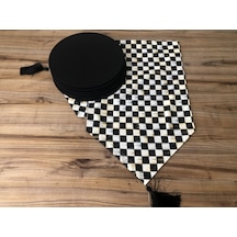 Yağlı Boya Dama Desenli Runner & Supla Çok Renkli