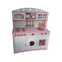 Boyalı Ahşap Oyuncak Mutfak Servis Seti Pembe