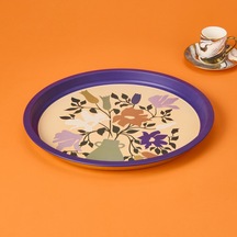 Sarkapp Çiçekli Tepsi - Mor - 35 Cm Çok Renkli