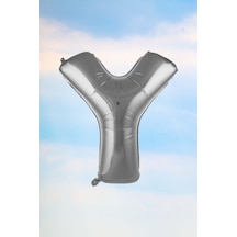 Y Harfi Gümüş Folyo Balon 100 Cm 40 Inç 1 Metre Silver Çok Renkli