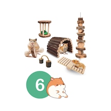 Doğal Ahşap Kemirgen Seti 6 Parça - Hamster, Gine Pig, Tavşan, Çinçilla İçin Kafes Aksesuarları