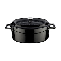 Cookware Trendy Dökme Demir Emaye Güveç, Oval, 25 Cm, 3,19 L, Siyah Diğer
