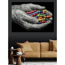 Ahşap Tablo Avuç İçinde Renkli Pastel Boyalar