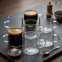 6'lı Borosilikat Cam Kupa Seti - Isıya Dayanıklı, İnce Ve Hafif Çay, Türk Kahvesi Ve Espresso Bardağı Takımı 150 Ml Aeropress