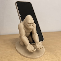 Bezos 3d Baskı Goril Telefon Tutucu - Kaslı Goril Masaüstü Telefon Standı-bej Nıda
