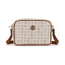Bilik Deri Monogram Bej/taba Kadın Çapraz Askılı Çanta Nv 1002-mn 001